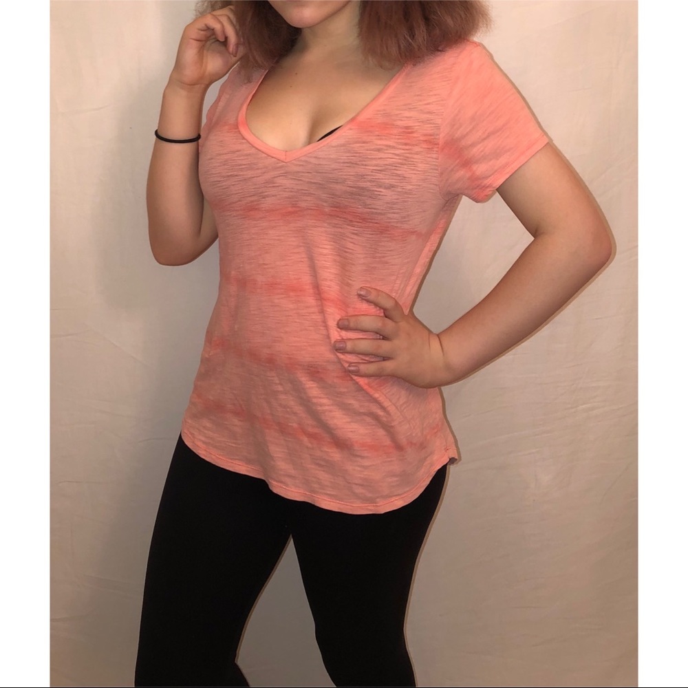 Striped V-neck T shirt